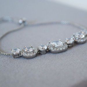 NEW Rhinestone Silver Slider Bracelet